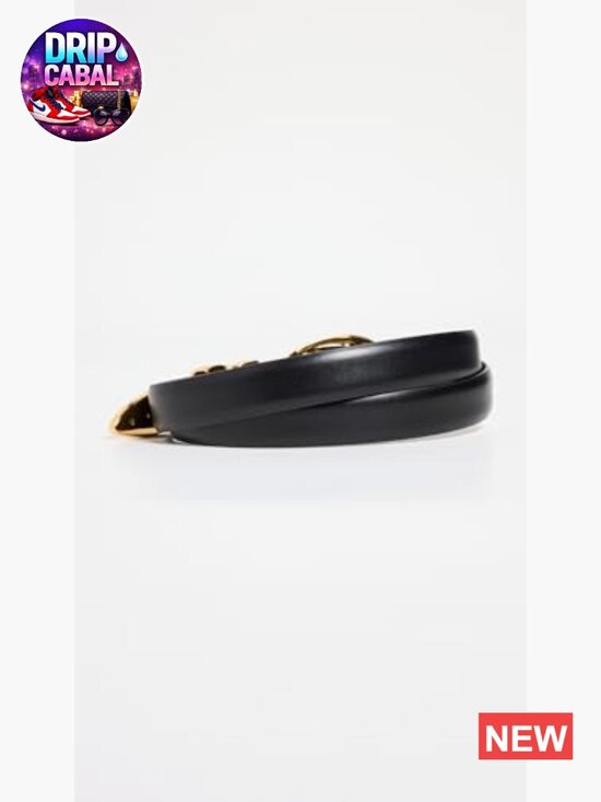 Chunky Metal Leather Belt with Polished Gold-Tone Hardware main image 5